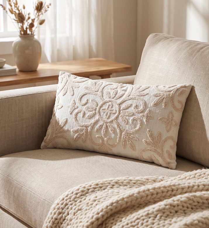 Home Deco and More Sakuri Chenille Floral Throw Pillow 35x60 Cm, Packshot View