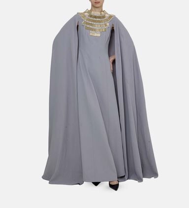 Embroidered Neck Sleeveless Dress