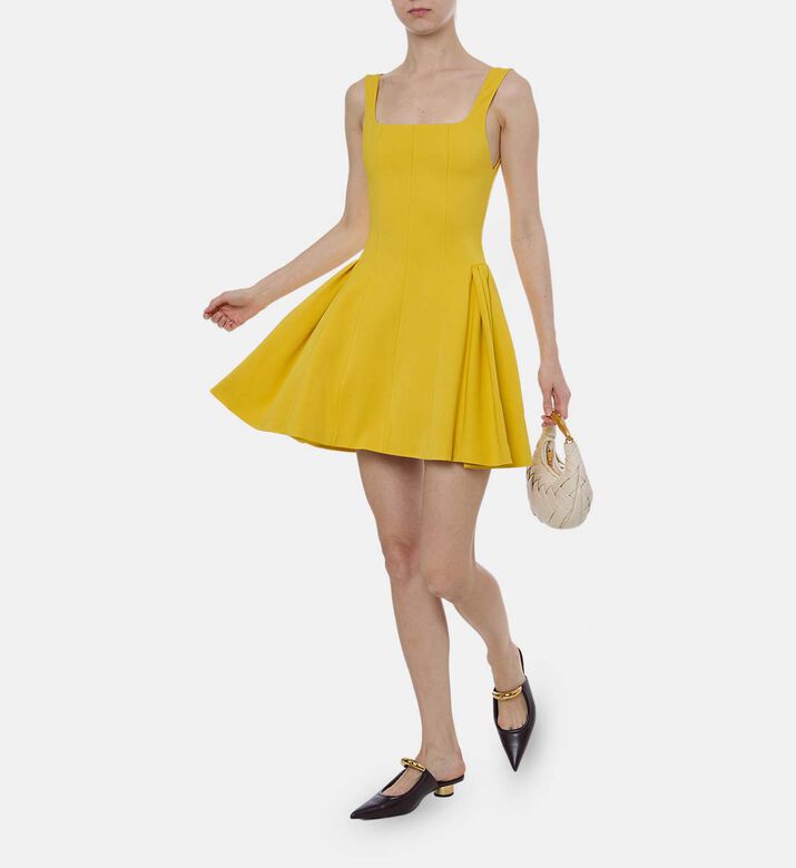 Front Seam Lines Pleated Dress