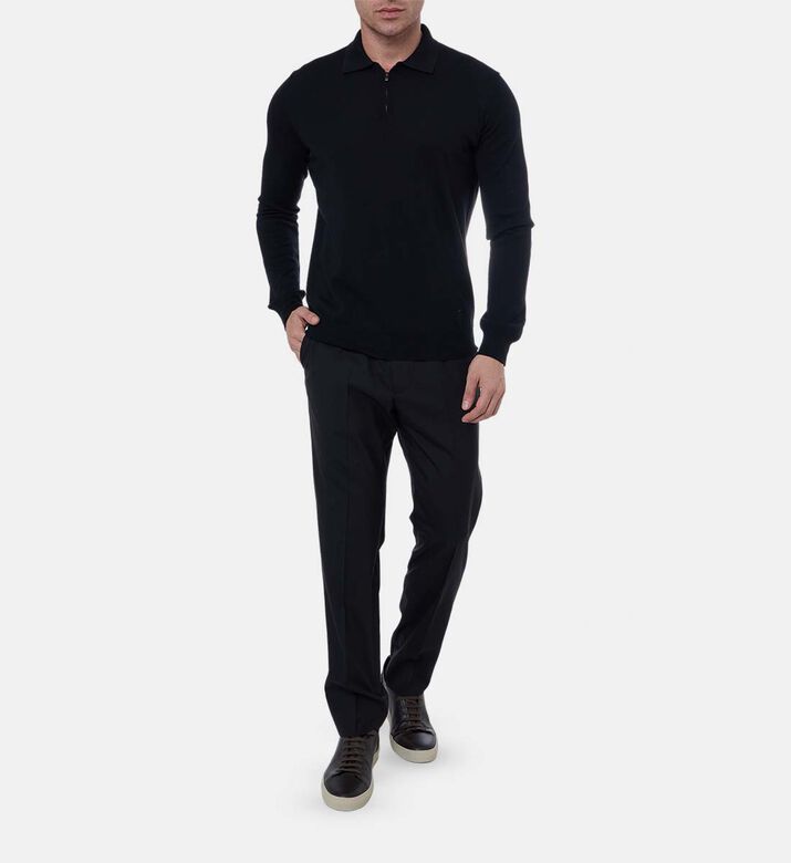 Knit Zip Fastening Polo Shirt