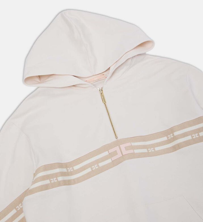 سويت شيرت بغطاء رأس بطبعة شعار