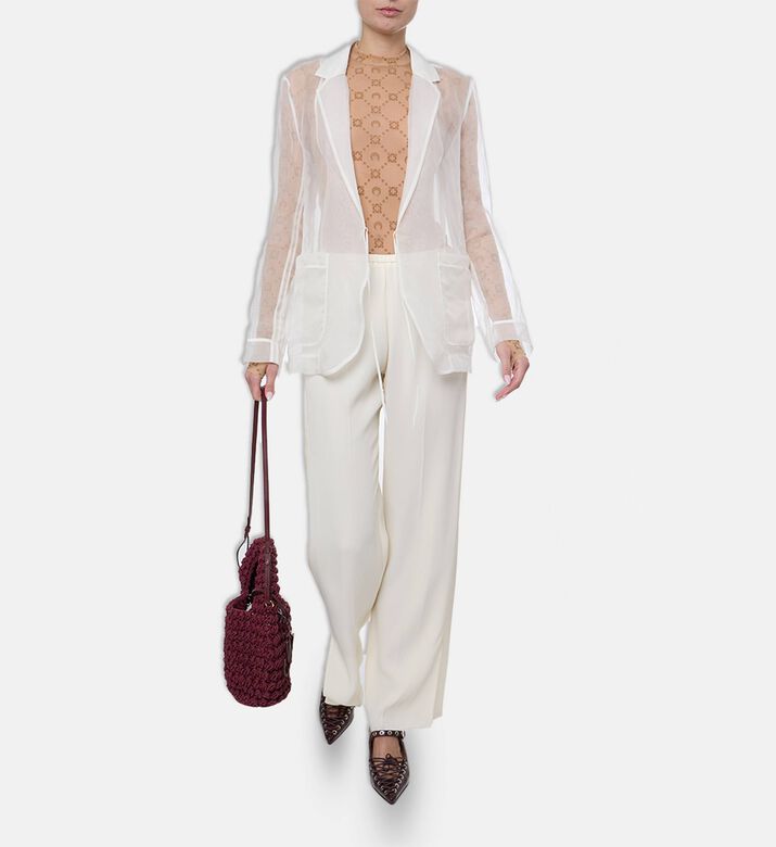 Forte-Forte Silk Organza Blazer-style Jacket, White, S, Model View