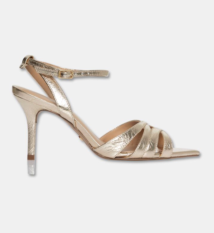 Arezzo Crisscross Metallic Heeled Sandals, Light-grey, Eu-39, Packshot View