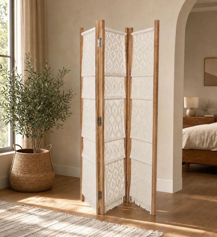 Home Deco and More Divya Wood Frame Room Divider, Model View