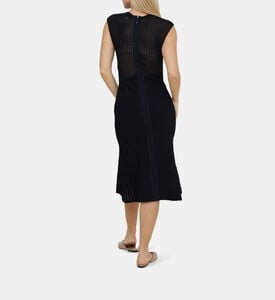Sheer Fluted Stripe Flare Midi Dress Sheer Fluted Stripe Flare Midi Dress