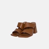 High Heel Leather Sabot Mules