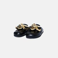 Leather Chain Loafer Mules