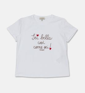 Twinset Peach I Love You Embroidered T-shirt, Off-white, 14y, Packshot View