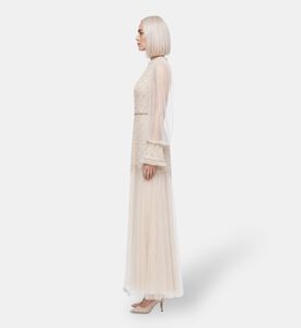 Suzy Matar Tulle Embellished Evening Gown, Model View
