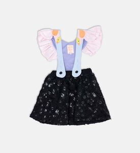 فستان قصير بقصّة واسعة بتصميم حمامة برية