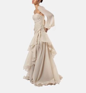 Rushed Detached Sleeves Gown