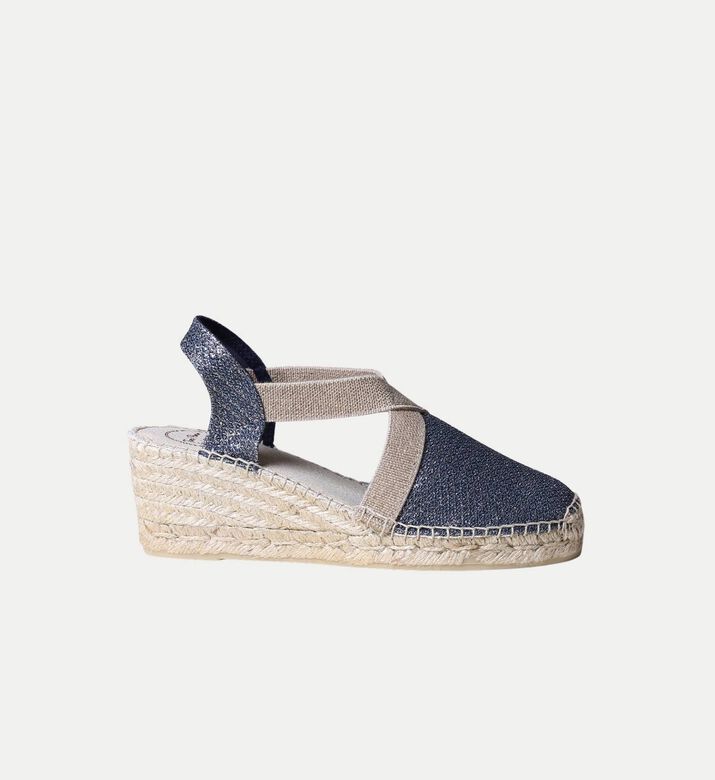 Toni Pons Triton Shimmery Cotton Blend Mid-wedge Espadrille, Navy, Eu-37, Packshot View