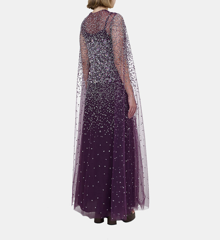 فستان بكاب بدون أكمام مزين بأحجار الراين