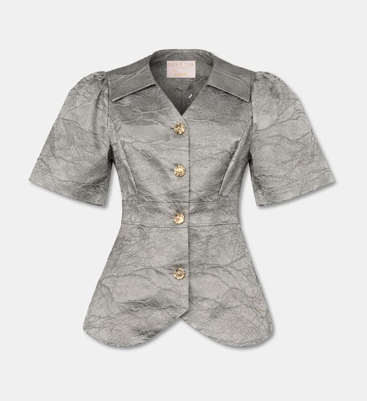 Poca and Poca Button Closure V-neck Short-sleeve Blouse, Packshot View
