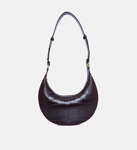 Carly Croc Leather Saddle Bag