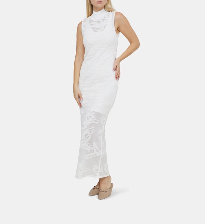 Sheer Jacquard Midi Gown Sheer Jacquard Midi Gown