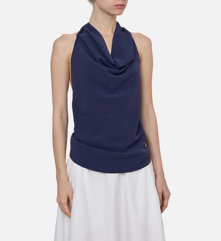 Draped Cowl Neck Sleeveless Blouse