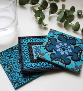 طقم قواعد أكواب بلوز كومبو مكون من 6 قطع