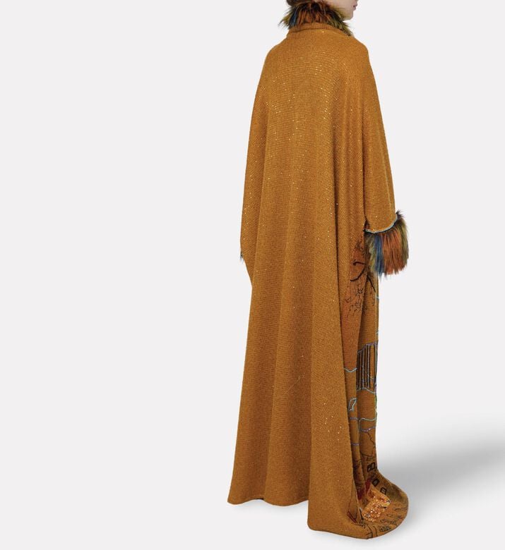 Dalia Al Azem Beaded Faux-fur Open-front Abaya, Model View