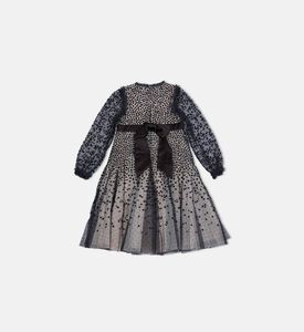 Dotted Sheer Mesh Overlay Gown