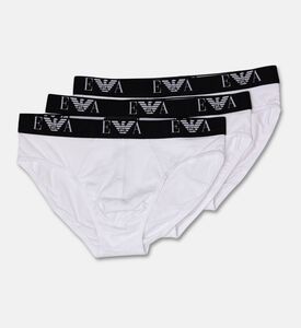 Emporio Armani Logo-waistband 3-pack Low-rise Briefs, White, Xl, Packshot View