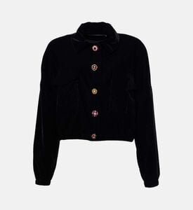 Blue For Burgundy Embellished Buttons Cropped Jacket, Black, 38, Packshot View