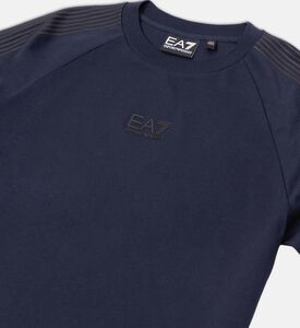 Cotton Stripped Shoulders Logo-print T-shirt