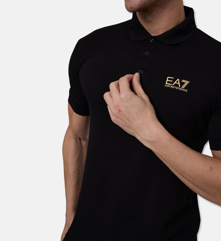 EA7 Logo Printed Polo Shirt, Black, Xl, Model View