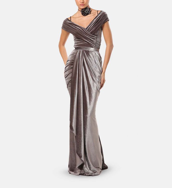 Zeena Zaki Dress, Grey, S, Model View