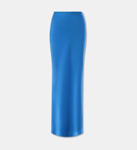 Savanna Essential Satin Midi Skirt, Blue, L, Packshot View