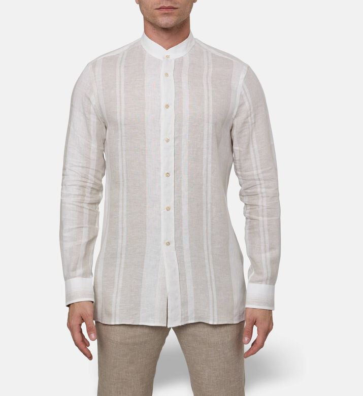 Pal Zileri Striped Print Button-down Shirt, Off-white, 40, Model View