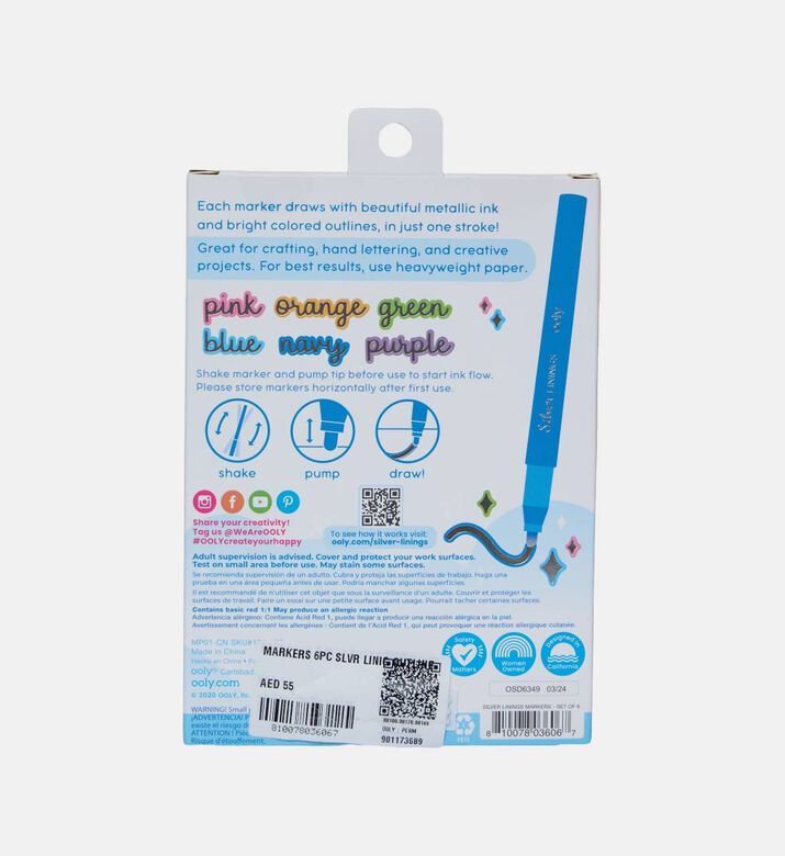 Silver Linings Outline 6-piece Markers Set