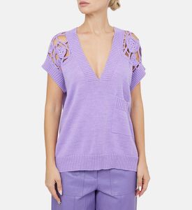 Wool Lace-details V-neck Vest