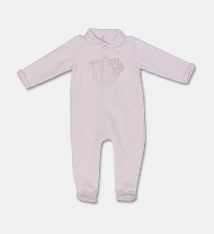 My First Collection Bear-appliqu&eacute; Footed Baby Romper, Pink, 3m, Packshot View