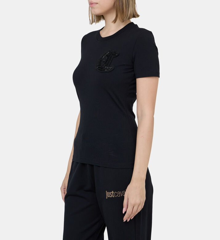 Cotton Sequined Logo T-shirt Cotton Sequined Logo T-shirt