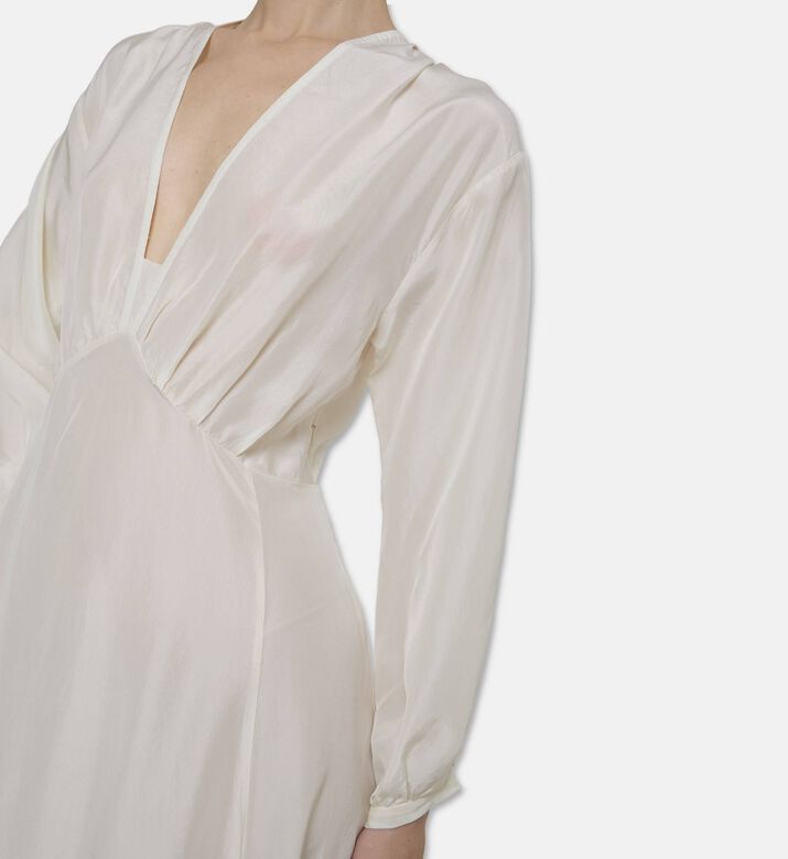 Forte-Forte Habotai Silk Long-sleeve Dress, Model View