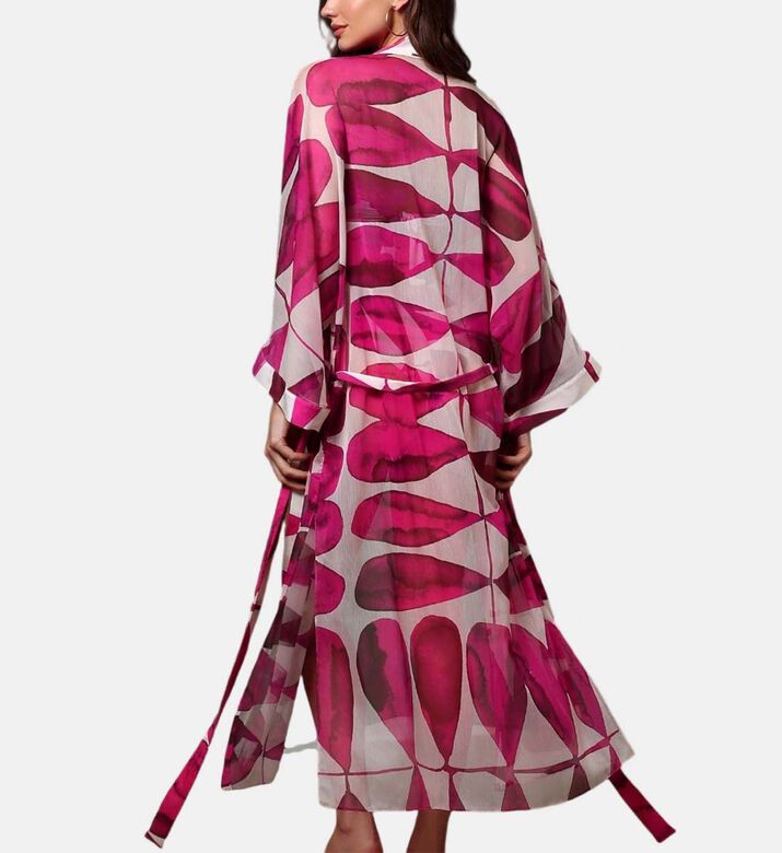 Puff Pastry-print Midi Kimono Cover-up