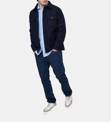 Button Down Wool Blend Shirt Jacket