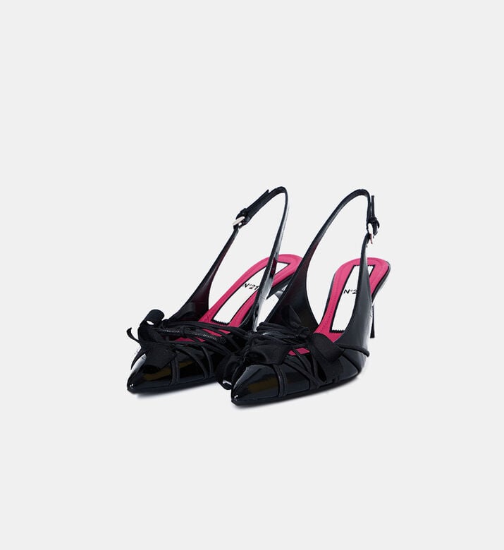 Bow Patent Leather Med Heel Pumps