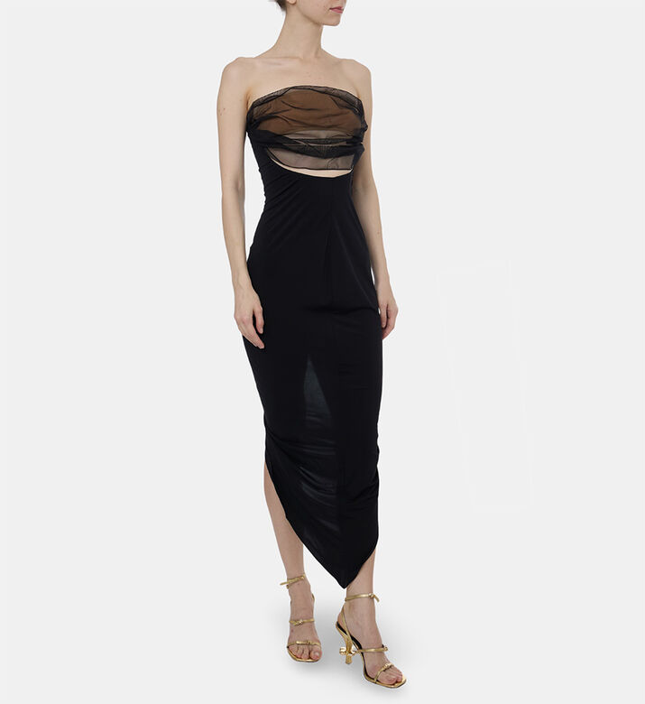 Nensi Dojaka Mesh Overlay Asymmetric Maxi Dress, Model View