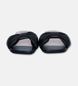 N 21 Leather Bow Flat Heel Slides, Black, Eu-36, Packshot View