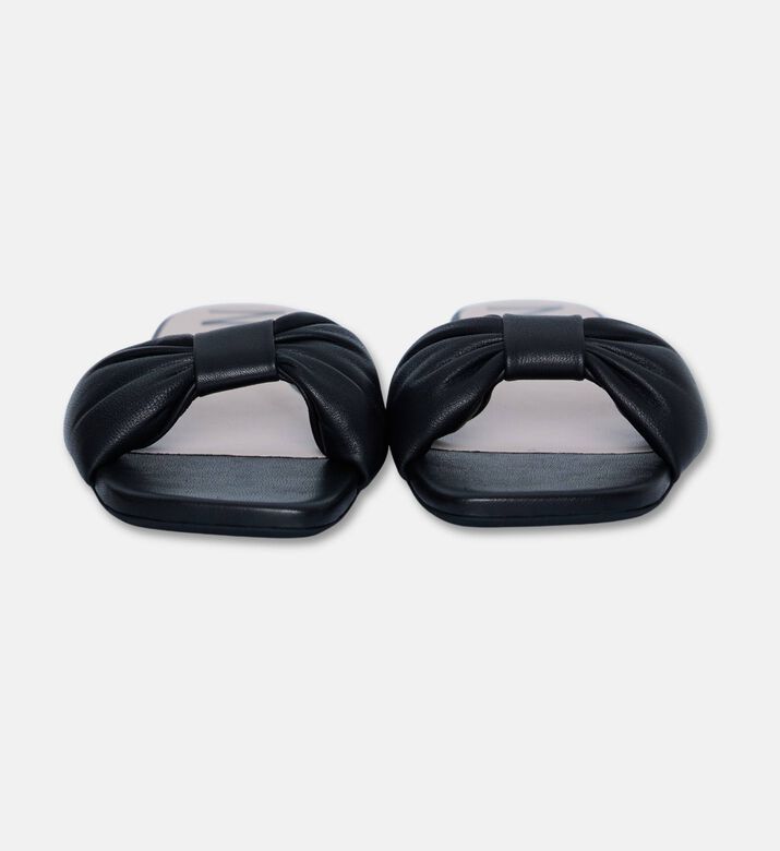 N 21 Leather Bow Flat Heel Slides, Black, Eu-36, Packshot View