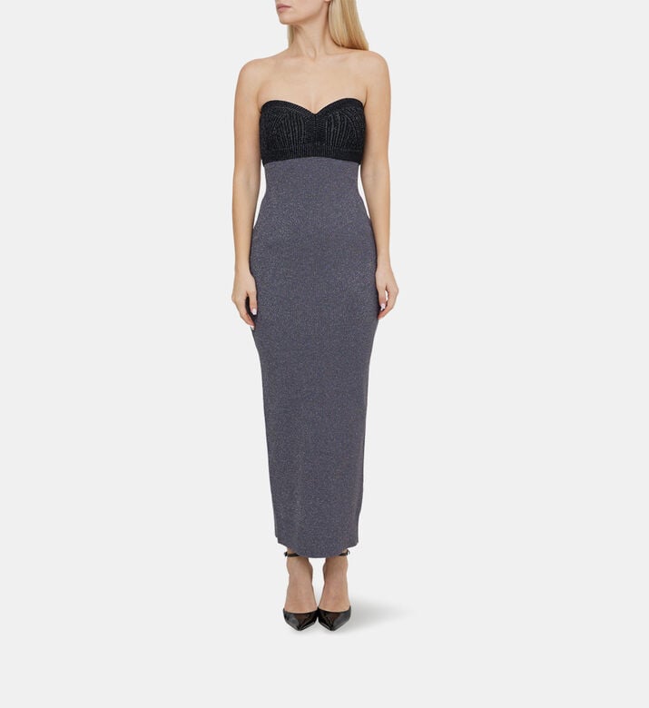 Mixed Gauge Metallic Strapless Gown Mixed Gauge Metallic Strapless Gown