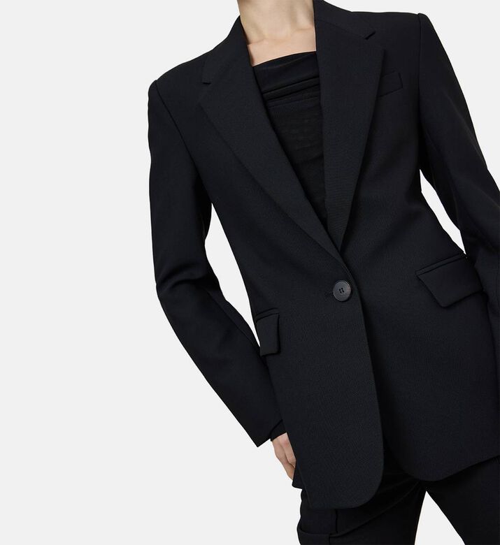 Single-button Notched Lapel Blazer