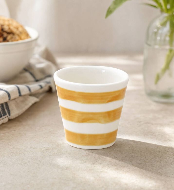 Easy Life Hand-painted Ceramic Espresso Cup, Yellow, Model View