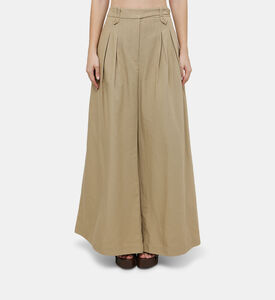 بنطال من قطن بخصر عالٍ وساق عريض