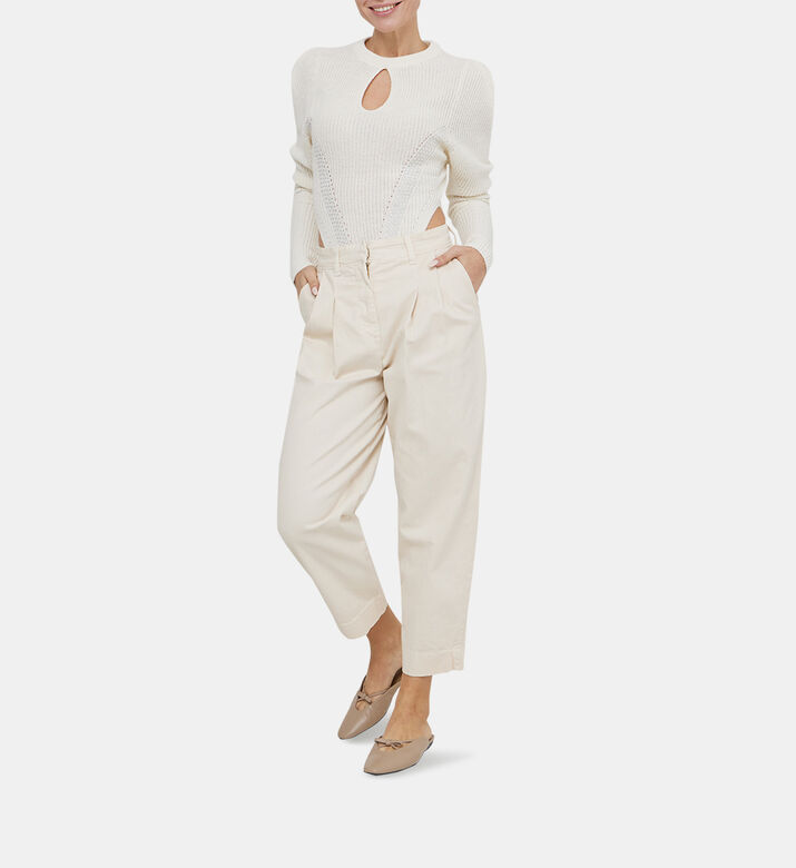 بنطال قطني فضفاض عالي الخصر