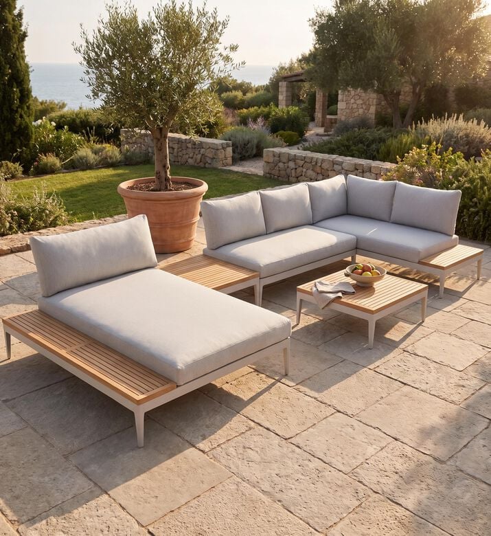Lifestyle Garden Topaz Teak Wood Corner Lounge, Packshot View