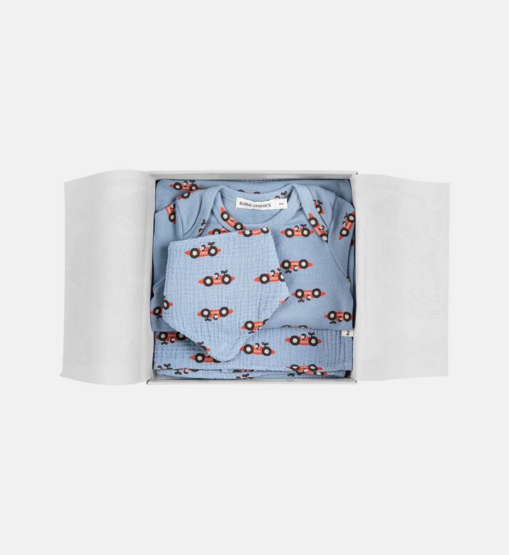 Bobo Choses Tractor-print Footie Romper Bib Blanket Set, Packshot View