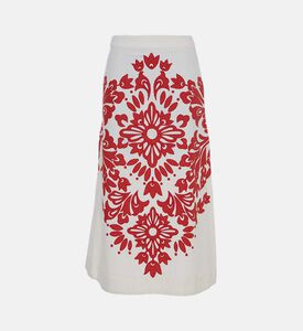 تنورة بخصر مطاطي وتطريز أزهار